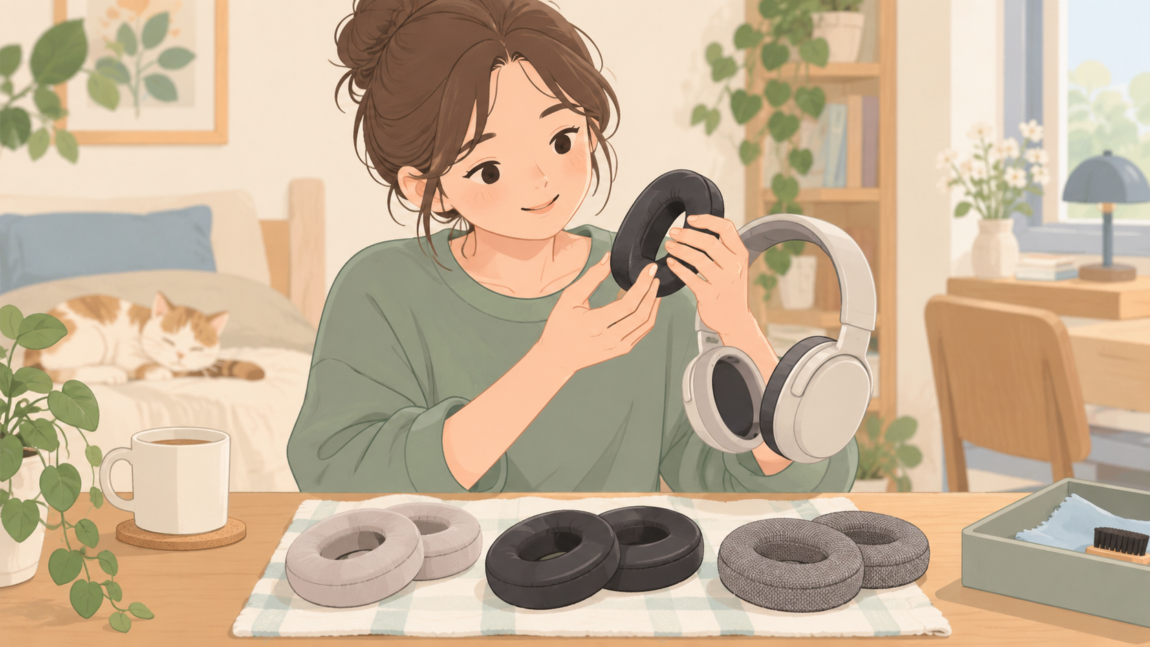 헤드폰이 답답할 때 이어패드부터 볼 것의 점검 상황을 설명하는 삽화