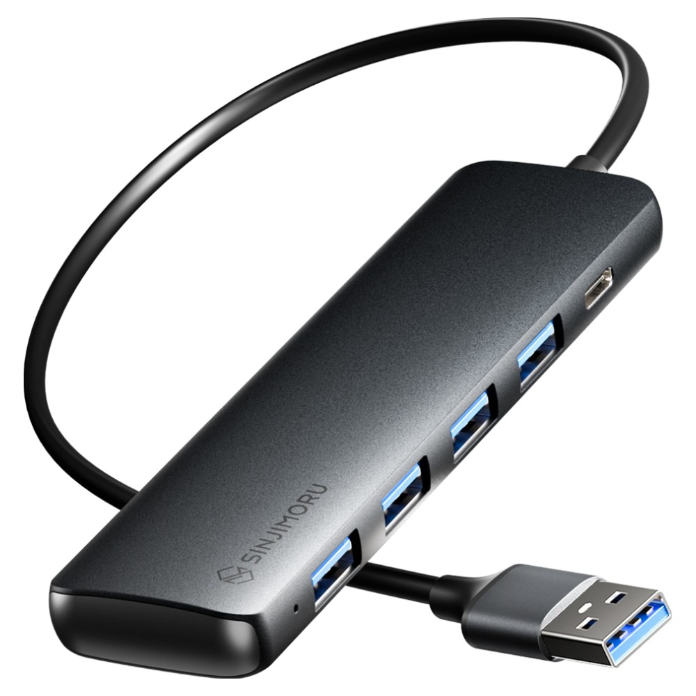신지모루 4in1 4포트 USB 3.0 C타입 멀티허브 5Gbps 고속전송 알루미늄 노트북 USB허브, 블랙, 1개 판매 상품 사진