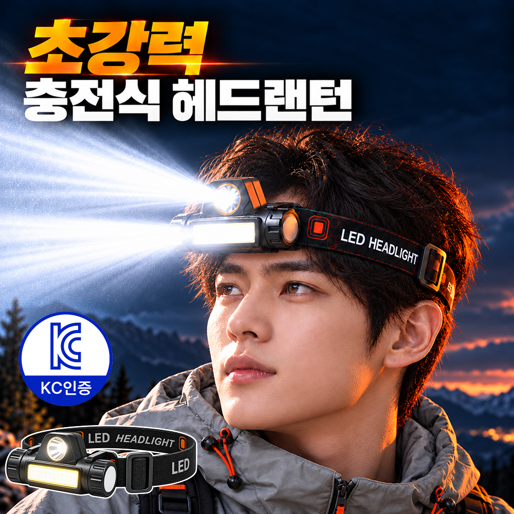 라이트노바 5세대 초경량 듀얼모드 헤드랜턴 90도회전 방수 자석 작업등 판매 상품 사진